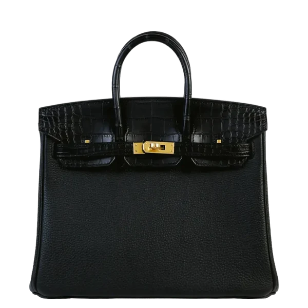 Hermès Birkin 25 Touch Noir Matte Alligator Togo Gold Hardware Stamp K 2025