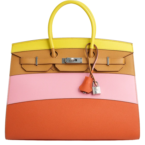 Hermès Hermès Birkin 35 Rainbow Sunrise Sellier Epsom Lime / Sesame / Rose Confetti / Terre Battue Palladium Hardware Stamp Z 2021
