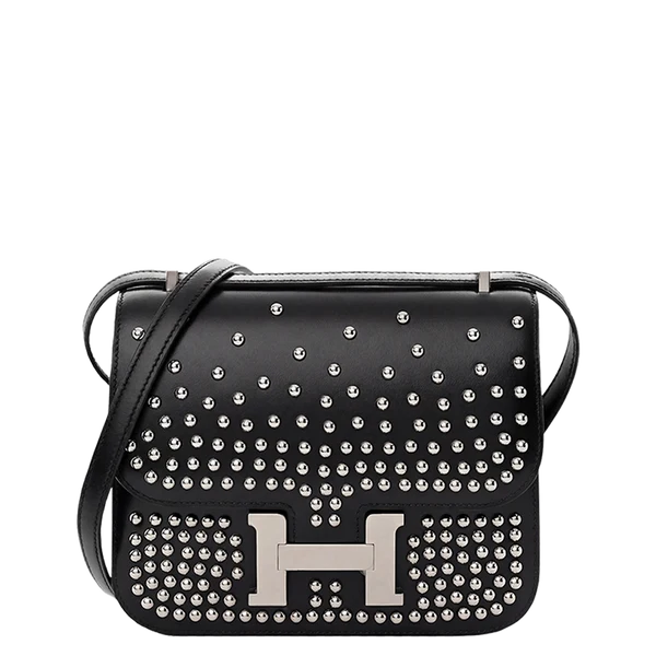 Hermès Constance 18 Cloute Box Calfskin Black Palladium Hardware Stamp W 2024