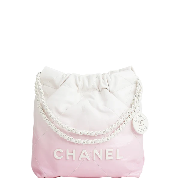 Chanel Chanel Mini 22 Bag Pink and White Ombre Calfskin White Hardware