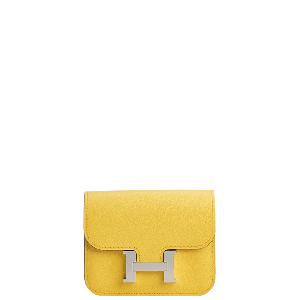 Hermès Constance Slim Bicolor Wallet Sun/Bleu Jean