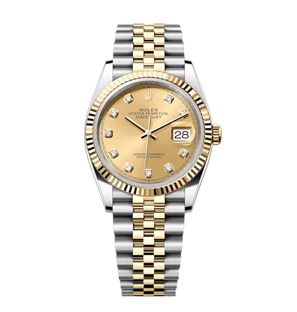 Rolex Datejust Yellow Gold Champagne Diamond Dial 36MM