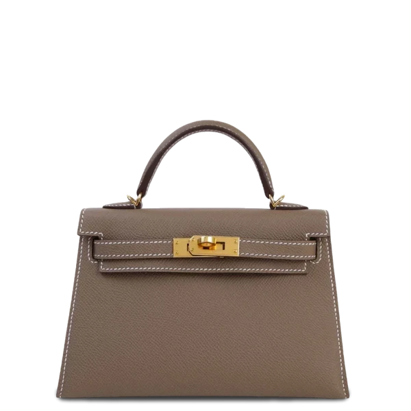 Hermès Mini Kelly II Etoupe Epsom Gold Hardware Stamp K 2025